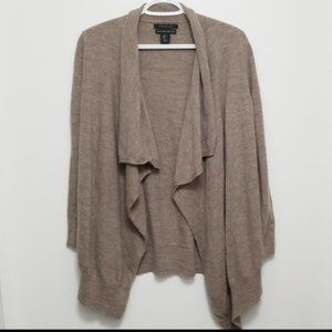 Tahari Brown Merino Wool Waterfall Cardigan XL